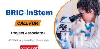 MSc Life Science Jobs: BRIC-inStem Call for the Role Project Associate-I - Apply Now