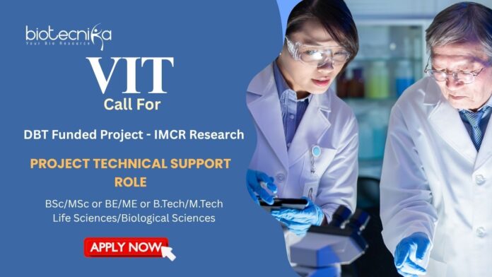 Project Technical Support Job at VIT – Apply Now for the ICMR Phage Research