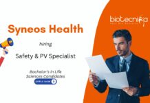 Life Sciences PV Job at Syneos Health, for Safety & PV Specialist Role. Career in pharmacovigilance documentation & clinical safety. Apply Now