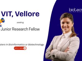 Bioinformatics JRF Opportunity at VIT, Vellore. Bioinformatics Research jobs, Cancer genomics, systems biology, & molecular simulations.