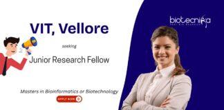 Bioinformatics JRF Opportunity at VIT, Vellore. Bioinformatics Research jobs, Cancer genomics, systems biology, & molecular simulations.