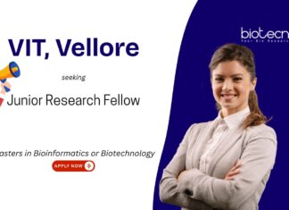 Bioinformatics JRF Opportunity at VIT, Vellore. Bioinformatics Research jobs, Cancer genomics, systems biology, & molecular simulations.