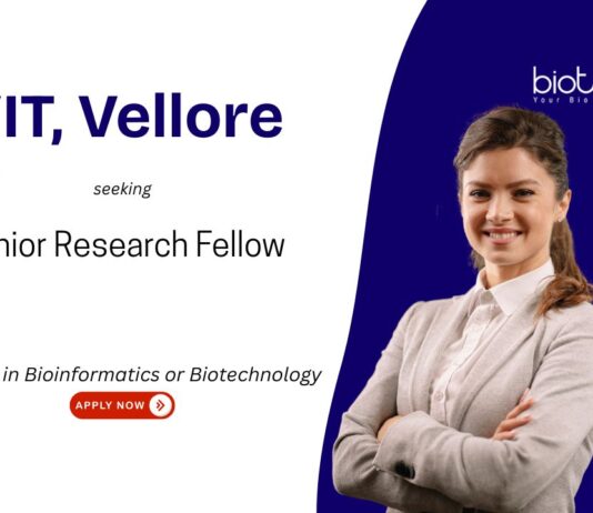 Bioinformatics JRF Opportunity at VIT, Vellore. Bioinformatics Research jobs, Cancer genomics, systems biology, & molecular simulations.