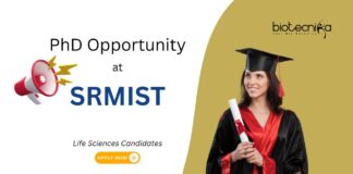 PhD Opportunity at SRMIST, Chennai. Molecular Biology & Life Sciences Candidates, Apply Now. Research disease biology.