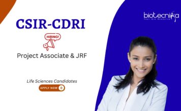 Biotechnology Jobs at CSIR-CDRI | Project Associate & JRF | Walk-in Interview Biotechnology Jobs at CSIR-CDRI. Project Associate & JRF positions in Life Sciences and Biochemistry. Walk-in Interview