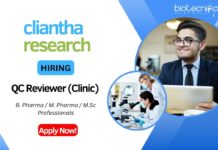 QC Reviewer Role at Cliantha Research Limited Grab your Opportunity Now!