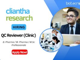 QC Reviewer Role at Cliantha Research Limited Grab your Opportunity Now!
