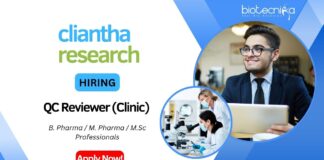 QC Reviewer Role at Cliantha Research Limited Grab your Opportunity Now!