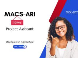 Agricultural Research Jobs Opportunity at MACS-ARI, Pune. For the Project Assistant Position in Genetics & Plant Breeding.