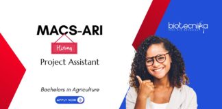 Agricultural Research Jobs Opportunity at MACS-ARI, Pune. For the Project Assistant Position in Genetics & Plant Breeding.
