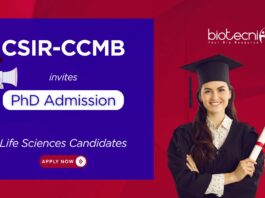 PhD Admission at CSIR-CCMB, in Hyderabad under AcSIR. Research areas include molecular biology, genetics, bioinformatics & more.