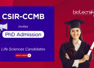 PhD Admission at CSIR-CCMB, in Hyderabad under AcSIR. Research areas include molecular biology, genetics, bioinformatics & more.