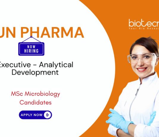 Microbiology Analytical Development Job at Sun Pharma. Gain expertise in pharmaceutical microbiology, method validation, & quality control.