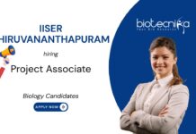Biology Jobs at IISER Thiruvananthapuram, in DBT-funded plant biology research. Candidates interested in Computational Modeling, Apply Now