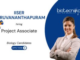 Biology Jobs at IISER Thiruvananthapuram, in DBT-funded plant biology research. Candidates interested in Computational Modeling, Apply Now