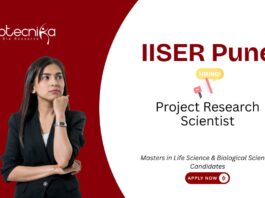 Life Science Job Vacancy at IISER Pune, for Project Research Scientist Position. Life Sciences &Biological Science vacancies.