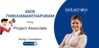 Biology Jobs at IISER Thiruvananthapuram, in DBT-funded plant biology research. Candidates interested in Computational Modeling, Apply Now