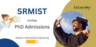 PhD Admissions 2025 at SRMIST. Masters in Biomedical Engineering, Apply Now. Research in imaging, robotics, & tissue engineering.