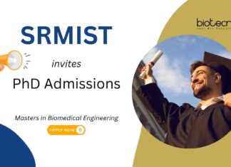PhD Admissions 2025 at SRMIST. Masters in Biomedical Engineering, Apply Now. Research in imaging, robotics, & tissue engineering.
