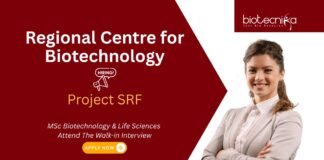 Biotechnology Project SRF Vacancy at RCB. M.Sc. in Biotechnology/Life Sciences candidates, Attend the Walk-in Interview.