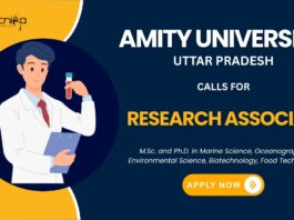 Research Associate Position for an MoES-funded project – Apply Now at Amity Noida Careers!