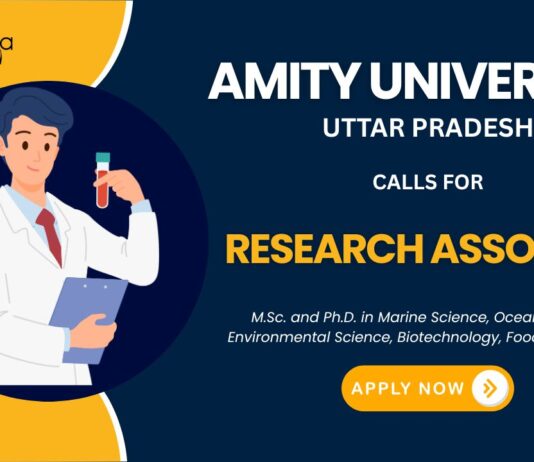 Research Associate Position for an MoES-funded project – Apply Now at Amity Noida Careers!