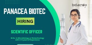 MSc Jobs in India: Panacea Biotec is hiring a Scientific Officer (Production) at Baddi, Himachal Pradesh-Apply Now