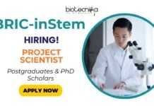Scientist Job at BRIC-inStem Careers Bangalore 2025 - Apply