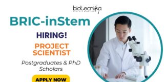 Scientist Job at BRIC-inStem Careers Bangalore 2025 - Apply