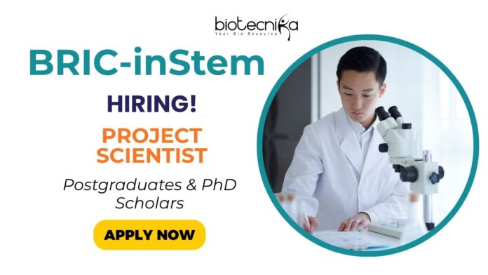 Scientist Job at BRIC-inStem Careers Bangalore 2025 - Apply