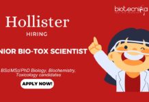 Senior Bio-Tox Scientist Job – Apply Now in Hollister Careers!