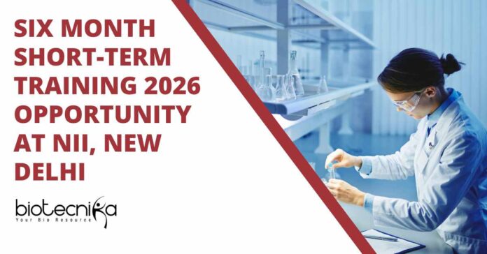 Six Month Short-Term Training 2026 Opportunity at NII, New Delhi
