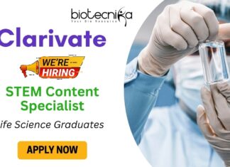 Clarivate Hiring for STEM Content Specialist Role in Tamil Nadu – Life Science Graduates Apply Now Specialist Job at Clarivate - Laboratory Research Jobs | Life Science Graduates Apply Now