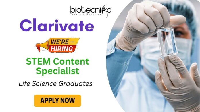Specialist Job at Clarivate - Laboratory Research Jobs | Life Science Graduates Apply Now