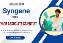 Syngene is hiring for Senior Associate Scientist Position in Hyderabad Apply Now to discover your dream job in R&D Careers!