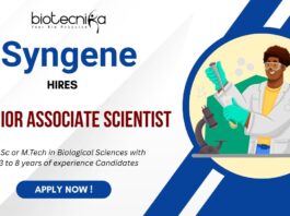 Syngene is hiring for Senior Associate Scientist Position in Hyderabad Apply Now to discover your dream job in R&D Careers!