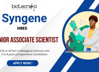 Syngene Biological Sciences Jobs – Apply For Associate Scientist Role Syngene is hiring for Senior Associate Scientist Position in Hyderabad Apply Now to discover your dream job in R&D Careers!