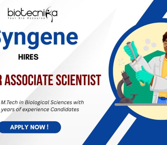 Syngene is hiring for Senior Associate Scientist Position in Hyderabad Apply Now to discover your dream job in R&D Careers!