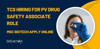 Biotech Jobs at TCS - PV Drug Safety Associate Jobs