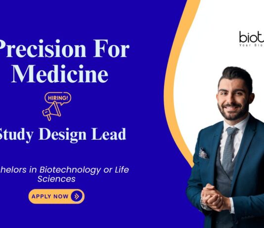 Job at Precision For Medicine, for Study Design Lead role. Bachelor’s in Life Sciences or Biotechnology, Apply For this documentation job.