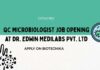 QC Microbiologist Job Vacancy