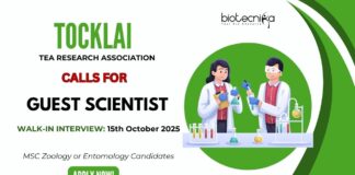 Tocklai Calls For Guest Scientist MSc Zoology or Entomology Candidates Apply Now to unlock your Research Careers!