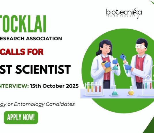 Tocklai Calls For Guest Scientist MSc Zoology or Entomology Candidates Apply Now to unlock your Research Careers!