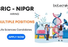 Walk-In Interview for Multiple Research Jobs at BRIC-NIPGR Apply for the exciting Project Vacancy and unlock your Life Science Careers Now!