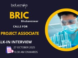 Walk-in Interview at BRIC-Institute of Life Sciences, Bhubaneswar Apply Now for Agriculture Research Jobs!