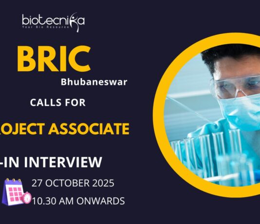 Walk-in Interview at BRIC-Institute of Life Sciences, Bhubaneswar Apply Now for Agriculture Research Jobs!