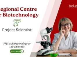 Life Sciences Job at Regional Centre for Biotechnology, Faridabad. PhD in Life Sciences or Biotechnology, Apply Now.