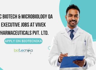 MSc Biotech & Microbiology QA Executive Jobs