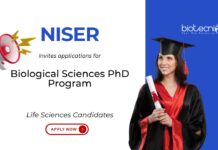 Biological Sciences PhD Program at NISER Bhubaneswar for Winter 2025-26. PhD research opportunities. Life Sciences Candidates, Apply Now