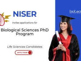 Biological Sciences PhD Program at NISER Bhubaneswar for Winter 2025-26. PhD research opportunities. Life Sciences Candidates, Apply Now